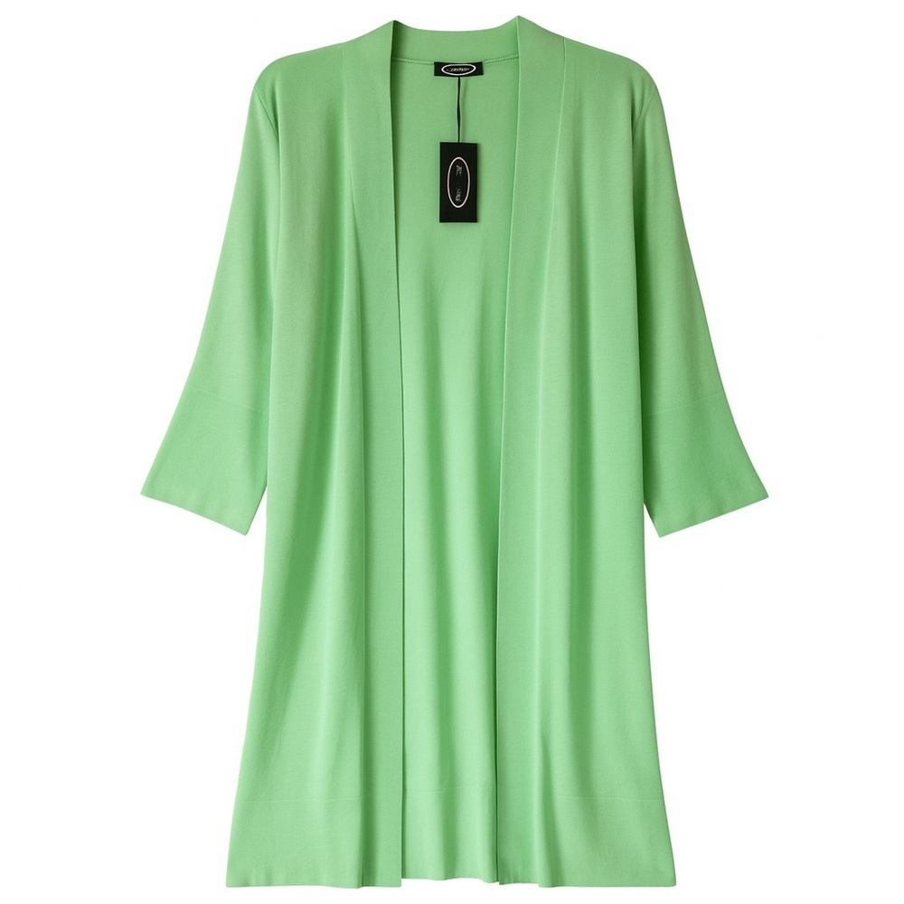 NWT Magaschoni Mint Green Open Front Longline Cardigan Sweater Cashmere Blend Lg